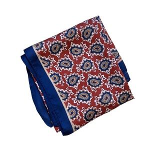 2/$30 Paisley Print Square Scarf Silky Finish Blue Maroon Retro